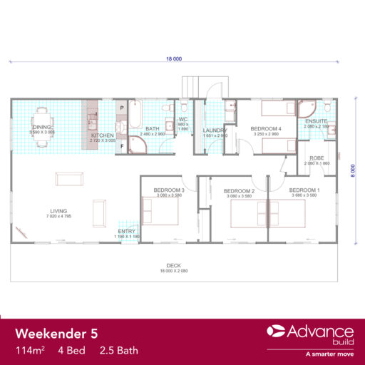 Popular Weekender 5 Plan - 4 Bedroom 2.5 Bathroom